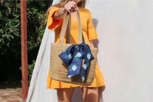 Draper James Straw Bag with Floral Scarf