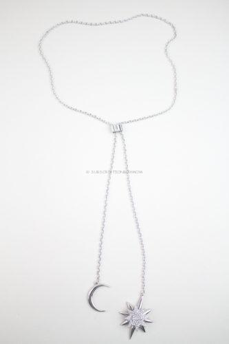 Moon and Star Lariat Necklace 