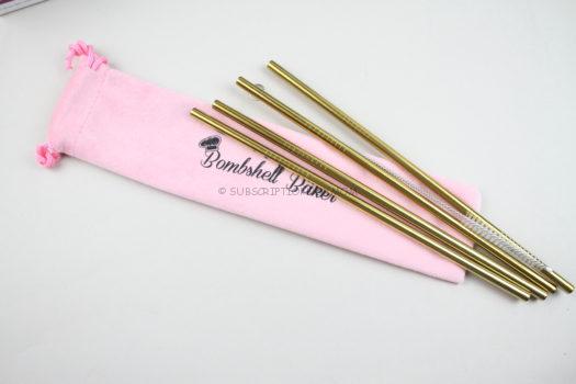 Bombshell Baker Glitzy Gold Stainless Steel Straw Set