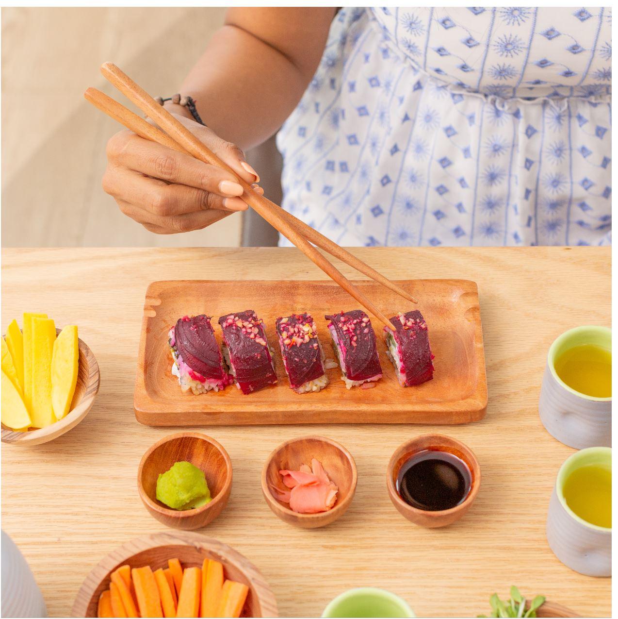 Handcarved Neem Wood Sushi Set