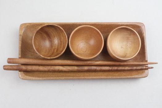 Handcarved Neem Wood Sushi Set, India 