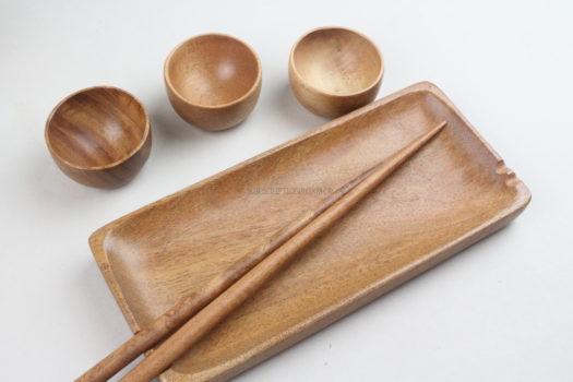 Handcarved Neem Wood Sushi Set, India 