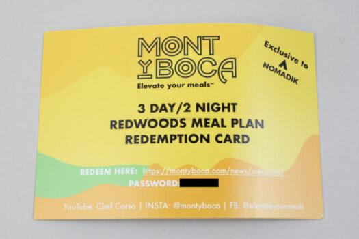 MONTyBOCA 3 Day/2 Night Redwoods Meal Plan 