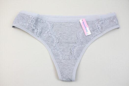 Grey Lace Thong