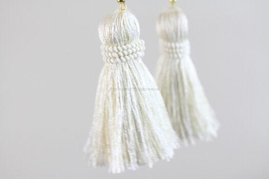 Annie Austen Cream Tassel Earrings