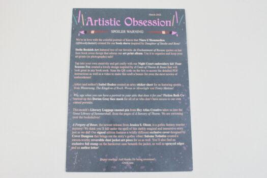 OwlCrate March 2022 "Artistic Obsession" Review