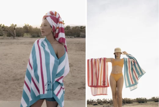 Beach Riot Beach Club Towel Pink/Orange Stripe + Beach Club Towel Pink/Blue Stripe - $78 Value (Choice 1)