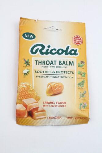 Ricola Throat Balm in Caramel. 