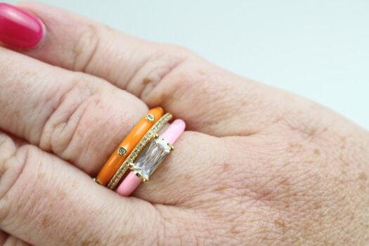 Sophie Harper Enamel with Baguette CZ Ring Set