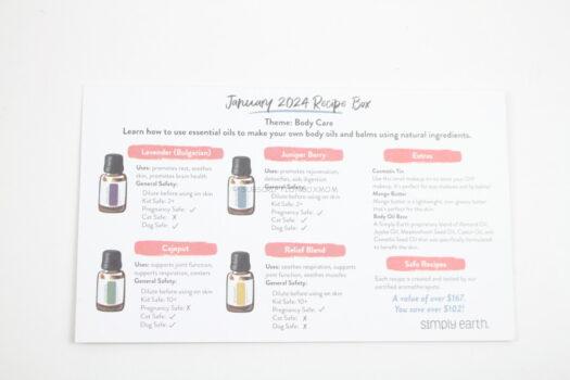 Simply Earth January 2024 Essential Oil Review